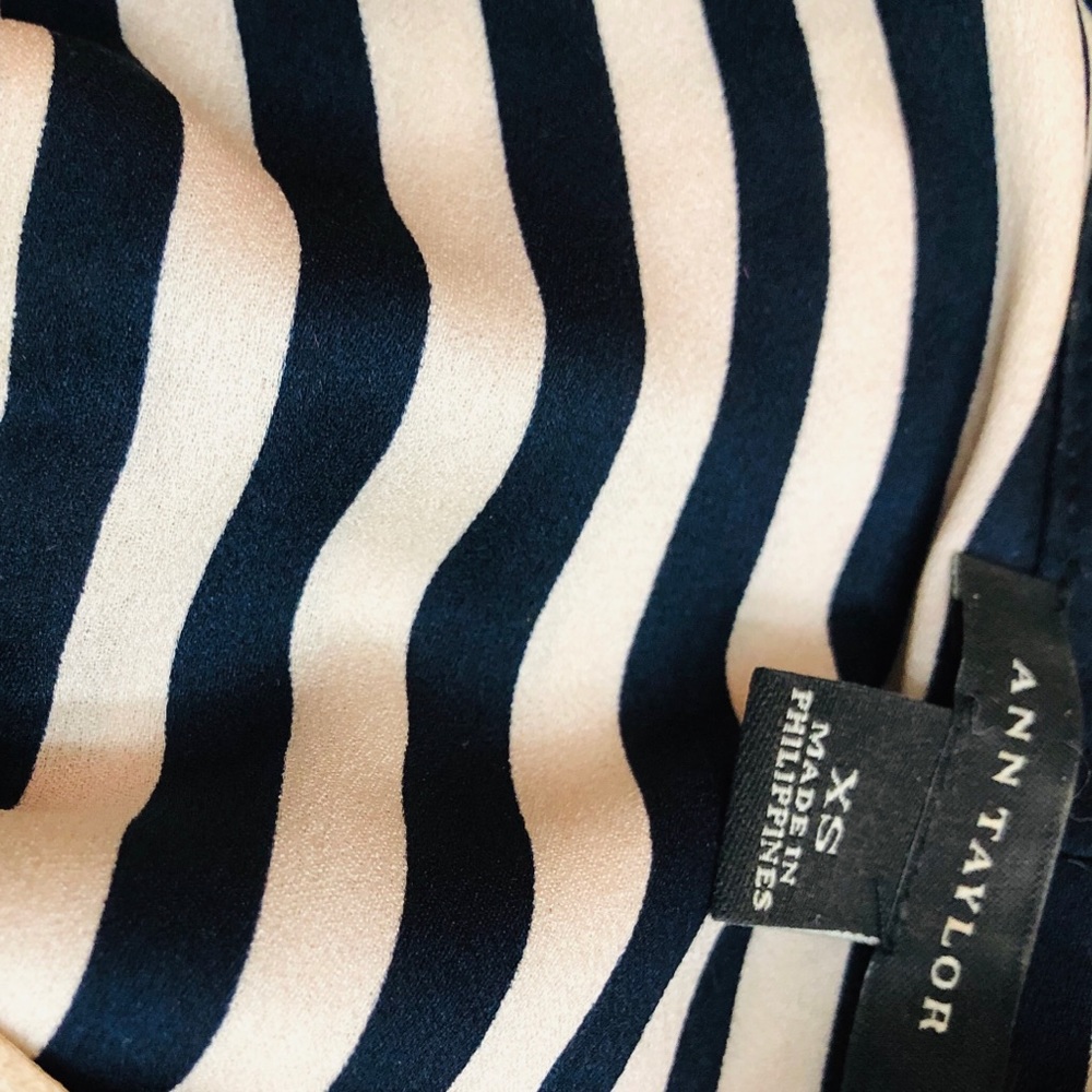 Black and taupe cream stripe blouse